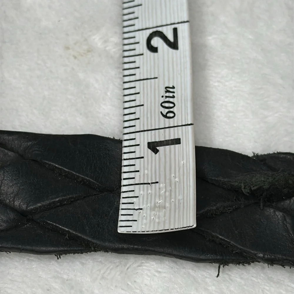 Men’s Black Woven Leather Belt 38